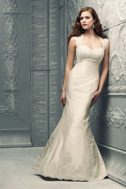 Style 4206 Paloma Blanca Nude Size 14 Floor Length Train Keyhole Straight Dress on Queenly