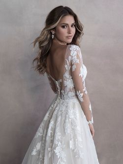 Style 9806L Allure White Size 22 Wedding Pageant Sleeves Tulle Lace A-line Dress on Queenly