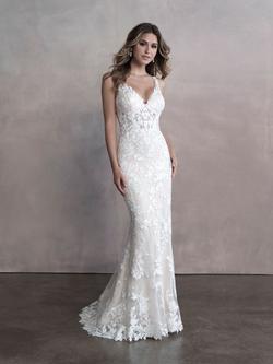 Style 9808 Allure White Size 10 Sheer Mermaid Dress on Queenly