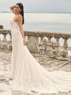 Style CAMBRIE Sottero and Midgley White Size 16 Plus Size Pageant Embroidery Mermaid Dress on Queenly