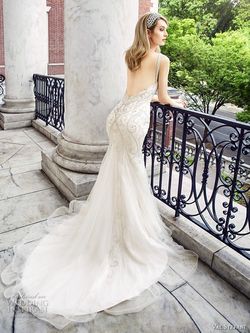 Style D8122 Val Stefani White Size 12 Tulle Floor Length Tall Height Plus Size Mermaid Dress on Queenly