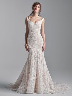 Style ELIAS Sottero and Midgley White Size 14 Sleeves Plus Size Lace Tall Height Mermaid Dress on Queenly