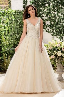 Style F181065 Jasmine Gold Size 16 Floor Length Tall Height Lace Wedding A-line Dress on Queenly