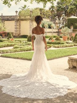 Style KATELL Maggie Sottero Nude Size 20 Jewelled Sheer Wedding Ivory Train Mermaid Dress on Queenly