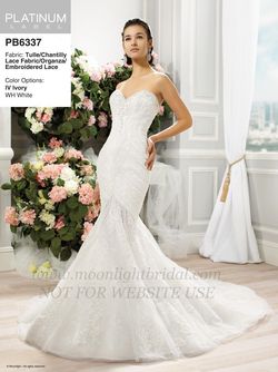 Style PB6337 Val Stefani White Size 8 Floor Length Wedding Mermaid Dress on Queenly