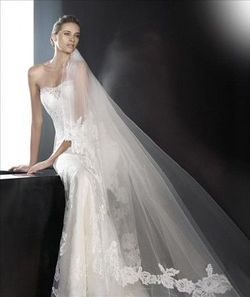 Style PRINTA Pronovias White Size 10 Floor Length Mermaid Dress on Queenly