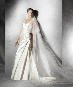 Style PRUNELLA Pronovias White Size 12 Plus Size Mermaid Dress on Queenly