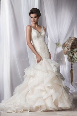 Style T182060 Jasmine White Size 12 Floor Length Wedding Mermaid Dress on Queenly