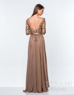 Style 151M0361A Terani Nude Size 10 Floor Length Ball gown on Queenly