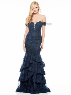 Style COL722M Colors Blue Size 24 Plunge Floor Length Pageant Mermaid Dress on Queenly