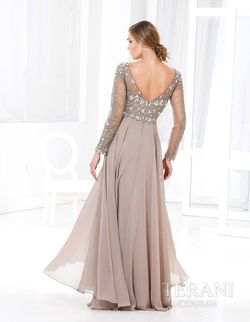 Style M3811 Terani Nude Size 14 Sleeves A-line Dress on Queenly