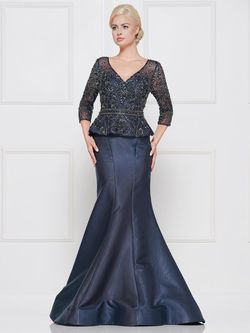 Style M187 Colors Blue Size 14 Navy Flare Floor Length Mermaid Dress on Queenly