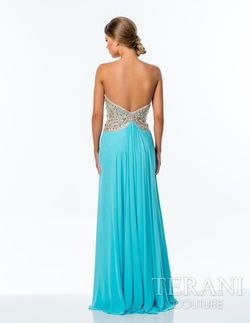 Style 151P0026 Terani Blue Size 2 70 Off Tulle Jewelled Pageant Straight Dress on Queenly