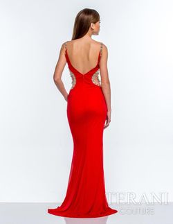 Style 151P0064 Terani Red Size 6 Tall Height Flare Mermaid Dress on Queenly