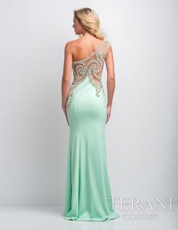 Style 151P0064 Terani Light Green Size 10 Black Ivory Mermaid Dress on Queenly