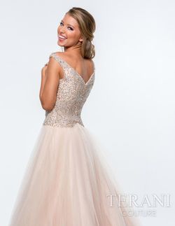 Style 151P0185 Terani Light Pink Size 8 Tulle Prom Jewelled Ball gown on Queenly