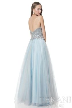 Style 1611P1099 Terani Silver Size 6 Prom A-line Dress on Queenly