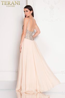 Style 1812P5379 Terani Nude Size 2 Jewelled Prom Floor Length A-line Dress on Queenly
