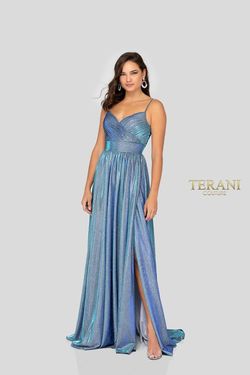 Style 1911P8192 Terani Silver Size 10 Sweetheart A-line Dress on Queenly