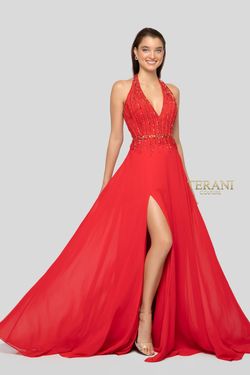 Style 1912P8223 Terani Red Size 2 Military Prom Tall Height Sweetheart A-line Dress on Queenly