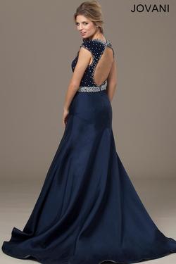 Style 24567 Jovani Blue Size 8 Silk Navy Mermaid Dress on Queenly