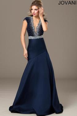 Style 24567 Jovani Blue Size 8 Silk Navy Mermaid Dress on Queenly