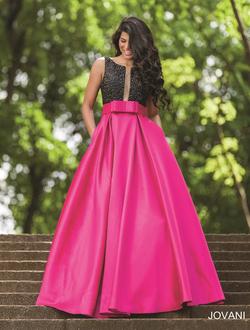 Style 28130A Jovani Black Size 2 Silk Hot Pink A-line Dress on Queenly