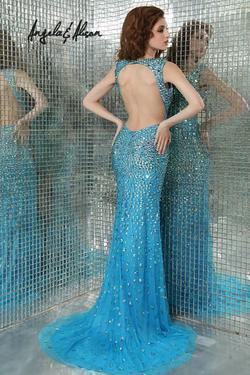 Style 31034 Angela & Alison Black Size 6 Tulle Turquoise Mermaid Dress on Queenly