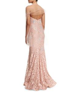 Style 34082A Jovani Pink Size 10 Lace Strapless Mermaid Dress on Queenly