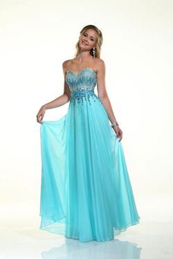 Style 35755 Impression Blue Size 16 $300 Turquoise Floor Length A-line Dress on Queenly