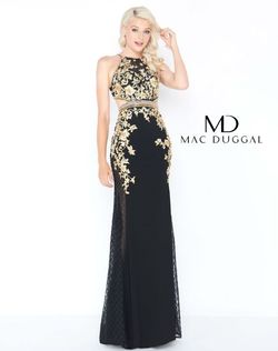 Style 40843 Mac Duggal Gold Size 2 Tulle Flare Mermaid Dress on Queenly