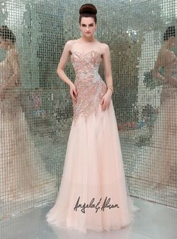 Style 41084 Angela & Alison Purple Size 16 Plus Size Peach Mermaid Dress on Queenly