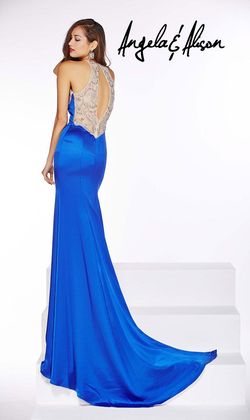Style 51032 Angela and Alison Blue Size 10 Satin Angela & Alison Mermaid Dress on Queenly