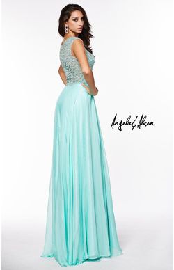 Style 51050 Angela and Alison Blue Size 12 Embroidery Turquoise Floor Length A-line Dress on Queenly