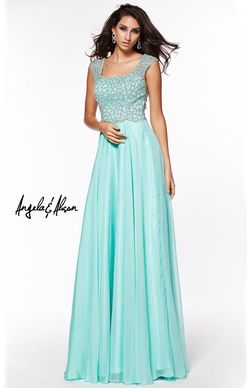 Style 51050 Angela and Alison Blue Size 12 Floor Length Embroidery A-line Dress on Queenly