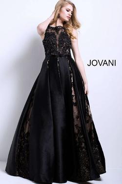 Style 51240 Jovani Black Size 12 Plus Size Sheer A-line Dress on Queenly