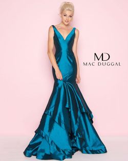 Style 62903 Mac Duggal Blue Size 14 Ruffles Floor Length Mermaid Dress on Queenly