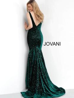 Style 63917 Jovani Red Size 12 Velvet Jewelled Mermaid Dress on Queenly