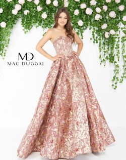 Style 66222 Mac Duggal Gold Size 14 Pageant Floor Length Prom Ball gown on Queenly