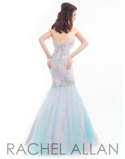Style 6852 Rachel Allan Pink Size 4 Tulle Blue Mermaid Dress on Queenly