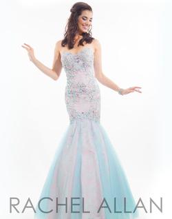 Style 6852 Rachel Allan Pink Size 4 Mermaid Dress on Queenly
