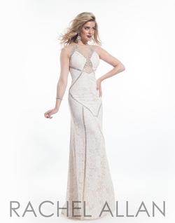 Style 6883 Rachel Allan Nude Size 8 Lace Mermaid Dress on Queenly