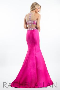 Style 7071 Rachel Allan Orange Size 6 Hot Pink Prom Mermaid Dress on Queenly