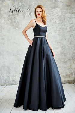 Style 71063 Angela & Alison Black Size 6 Side Slit Royal Blue A-line Dress on Queenly