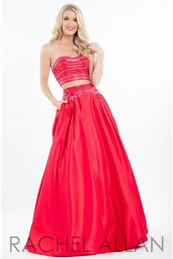Style 7525 Rachel Allan Red Size 2 Silk Prom Straight Dress on Queenly
