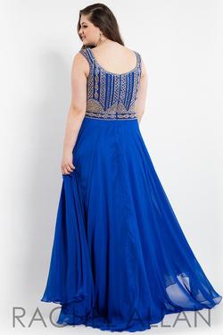 Style 7810 Rachel Allan Blue Size 18 Plus Size A-line Dress on Queenly