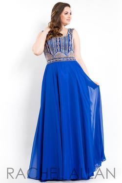 Style 7810 Rachel Allan Blue Size 18 Plus Size A-line Dress on Queenly