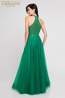 Style 8247 Terani Green Size 2 Tall Height Emerald A-line Dress on Queenly