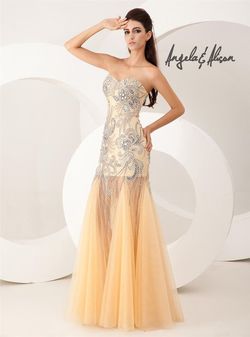 Style 41024 Angela and Alison Nude Size 6 Tall Height Tulle Mermaid Dress on Queenly