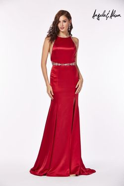 Style ANG48016 Angela and Alison Red Size 6 Flare Military Floor Length Mermaid Dress on Queenly